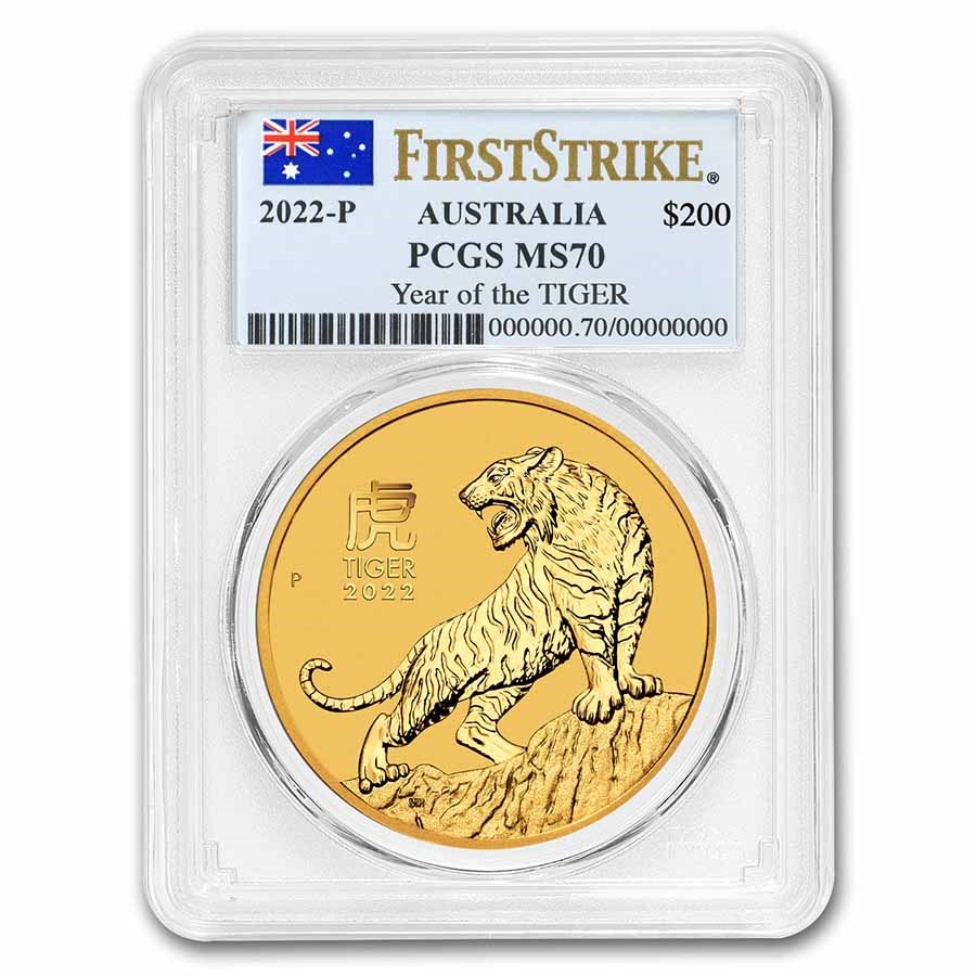 Buy 2022P Australia 2 oz Gold Lunar Tiger MS70 PCGS
