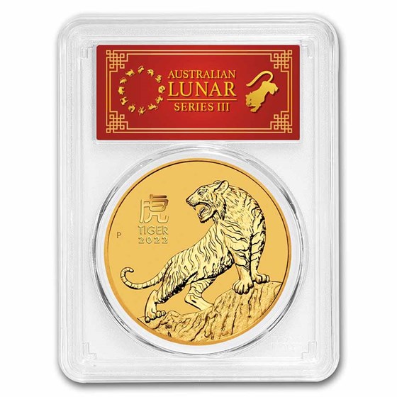 2022 Australia 2 oz Gold Lunar Tiger MS-70 PCGS (FS, Red Label) 2022 Australia 2 oz Gold Lunar Tiger MS-70 PCGS (FS, Red Label)