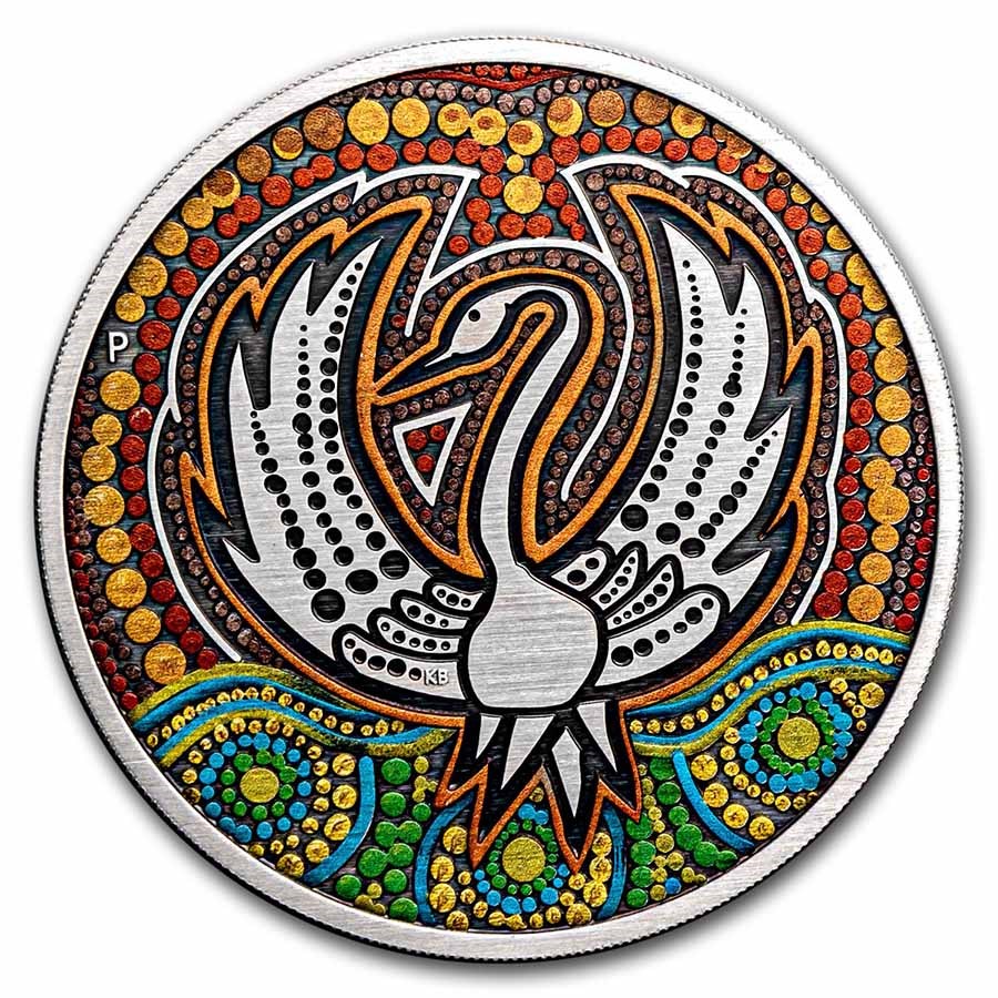 2022 Australia 2 oz Silver Black Swan Maali (Antiqued)