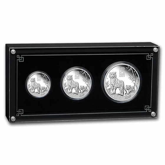 2022 Australia 3-Coin Silver Lunar Tiger Proof Set (w/Box & COA) 2022 Australia 3-Coin Silver Lunar Tiger Proof Set (w/Box & COA)