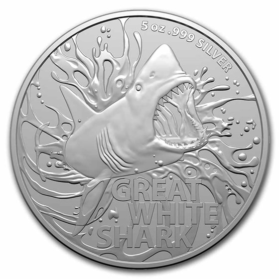2022 Australia 5 oz Silver Great White Shark BU 2022 Australia 5 oz Silver Great White Shark BU