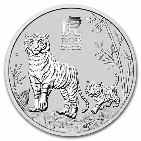 2022 Australia 5 oz Silver Lunar Tiger BU (Series III)
