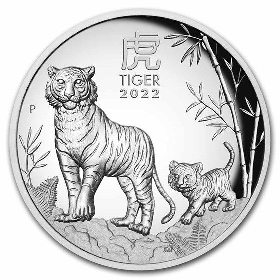 2022 Australia 5 oz Silver Lunar Tiger Proof (HR, w/Box & COA)