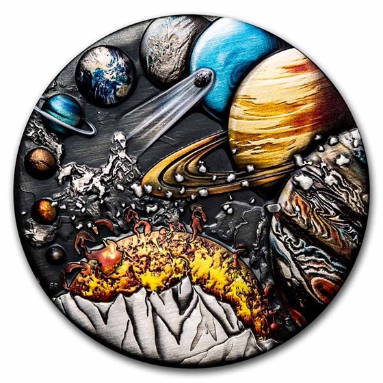 2022 Australia 5 oz Silver Planets of the Solar System (Antiqued) 2022 Australia 5 oz Silver Planets of the Solar System (Antiqued)