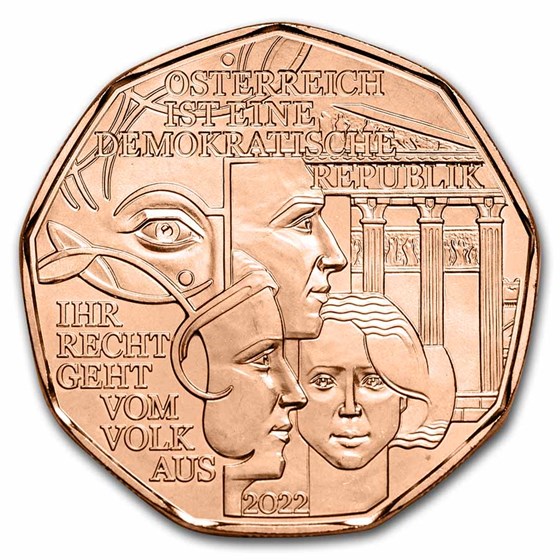 2022 Austria Copper €5 Democracy 2022 Austria Copper €5 Democracy