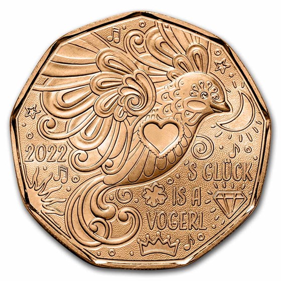 2022 Austria Copper €5 New Year's: Happiness is a Bird 2022 Austria Copper €5 New Year's: Happiness is a Bird