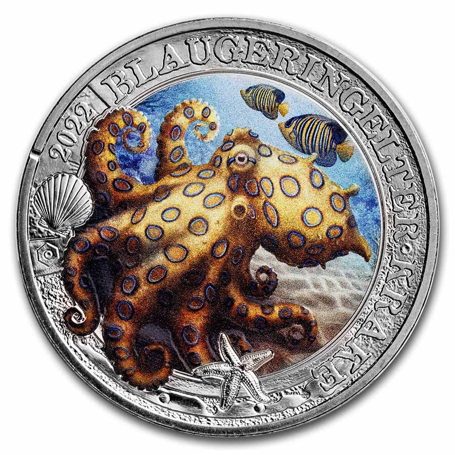 2022 Austria Cupro-Nickel €3 Marine Life (Blue-Ringed Octopus)