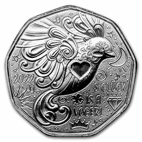 2022 Austria Silver €5 New Year's: Happiness is a Bird 2022 Austria Silver €5 New Year's: Happiness is a Bird