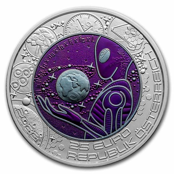 2022 Austria Silver/Niobium Extraterrestrial Life €25 BU 2022 Austria Silver/Niobium Extraterrestrial Life €25 BU