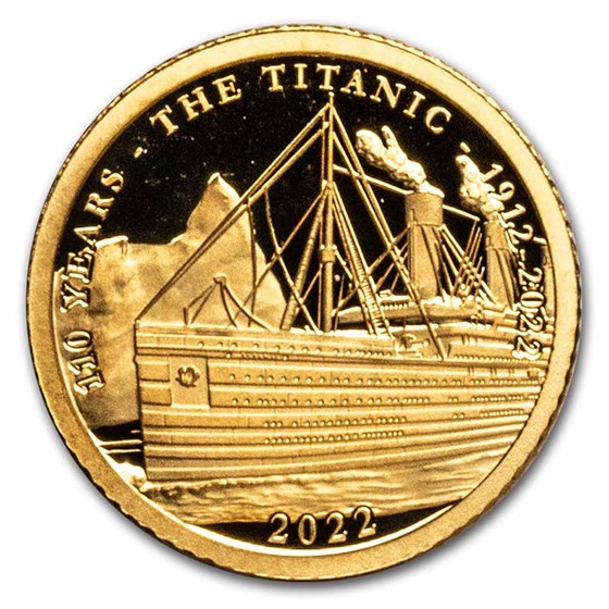 2022 Barbados 1/2 Gram Proof Gold 110th Anniv. Sinking of Titanic 2022 Barbados 1/2 Gram Proof Gold 110th Anniv. Sinking of Titanic