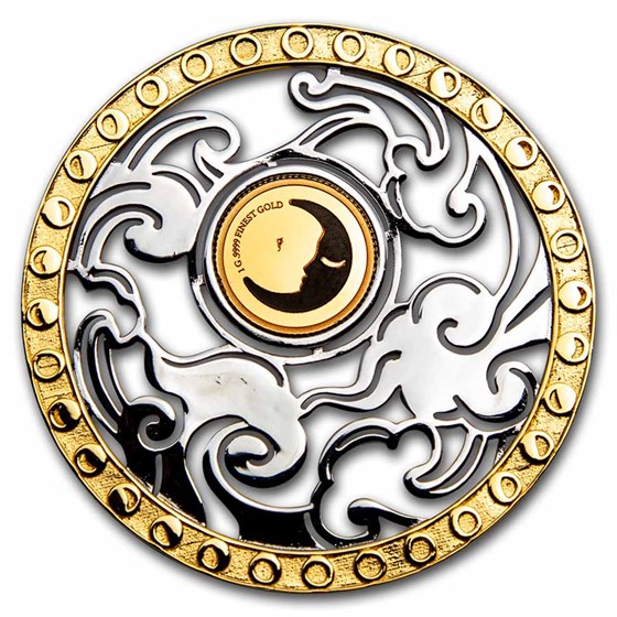 2022 Barbados 1 gram Gold Symbols of Life; Moon Coin Pendant 2022 Barbados 1 gram Gold Symbols of Life; Moon Coin Pendant