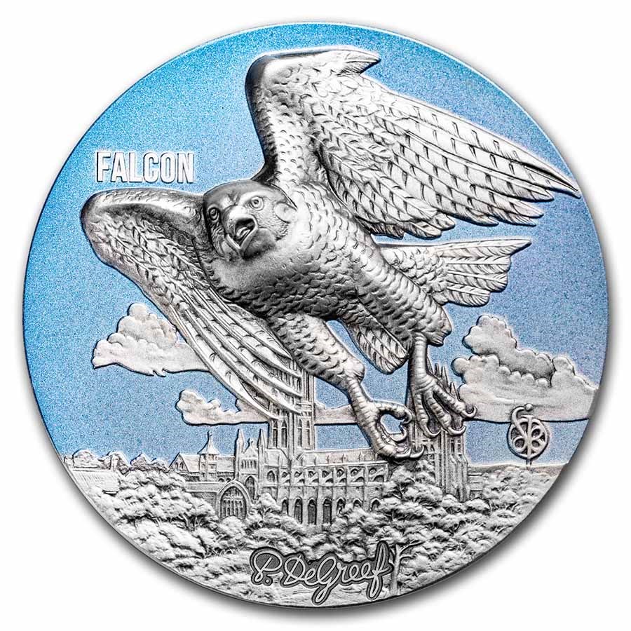 2022 Benin 3 oz Silver Urban Hunters: Falcon