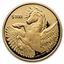 2022 BVI 1 oz Gold Pegasus Reverse Cameo BU