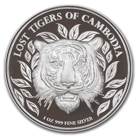 2022 Cambodia 1 oz Silver High Relief Proof Lost Tigers