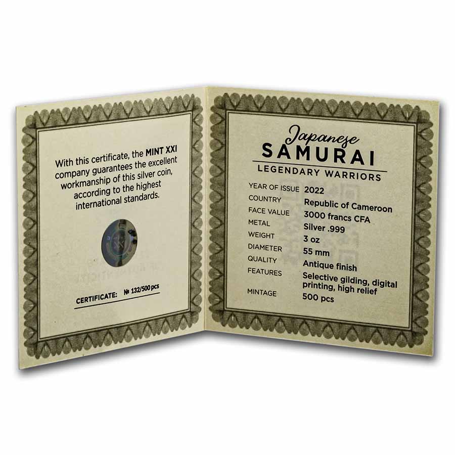Buy 2022 Cameroon 3 oz Silver Antique Japanese Samurai | APMEX