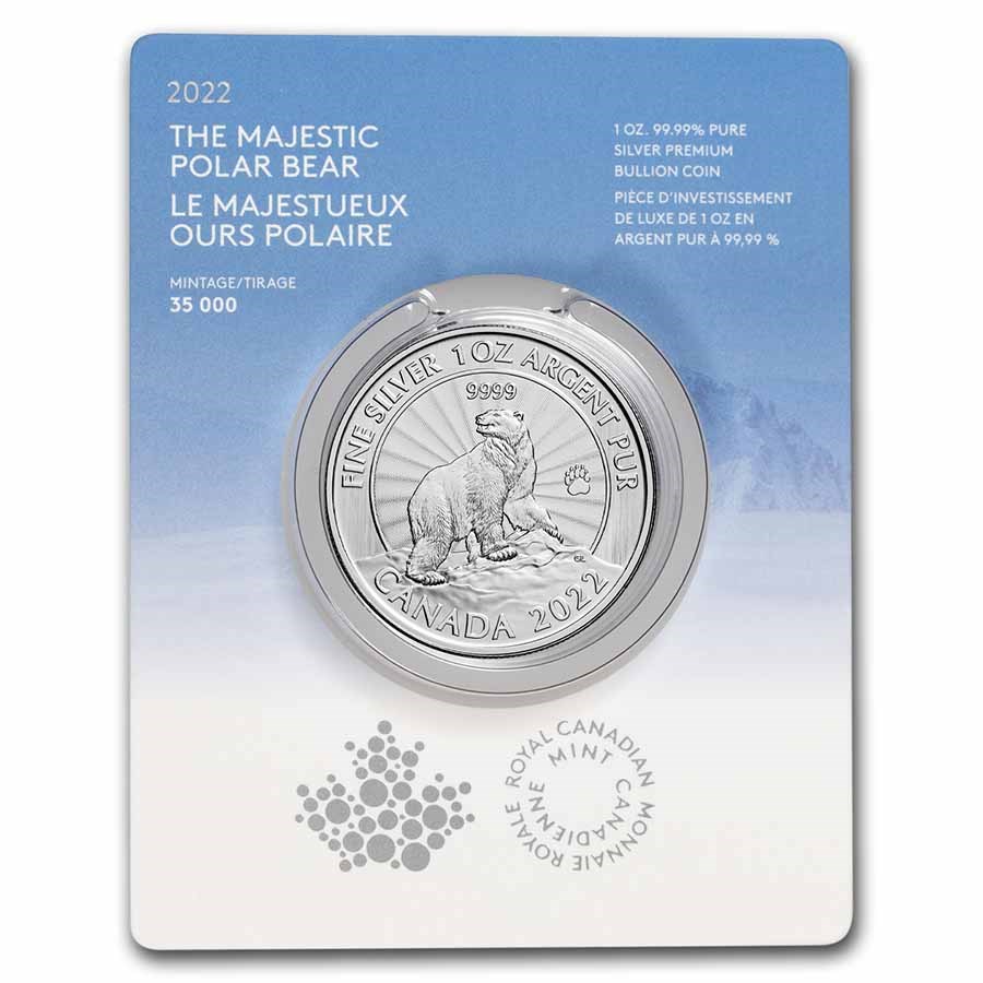 2022 Canada 1 oz $5 Silver The Majestic Polar Bear
