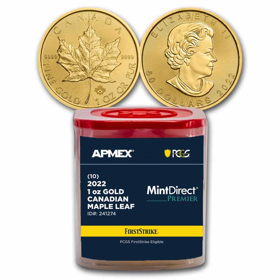 2022 Canada 1 oz Gold Maple (10-Coin MD Premier + PCGS FS Tube)