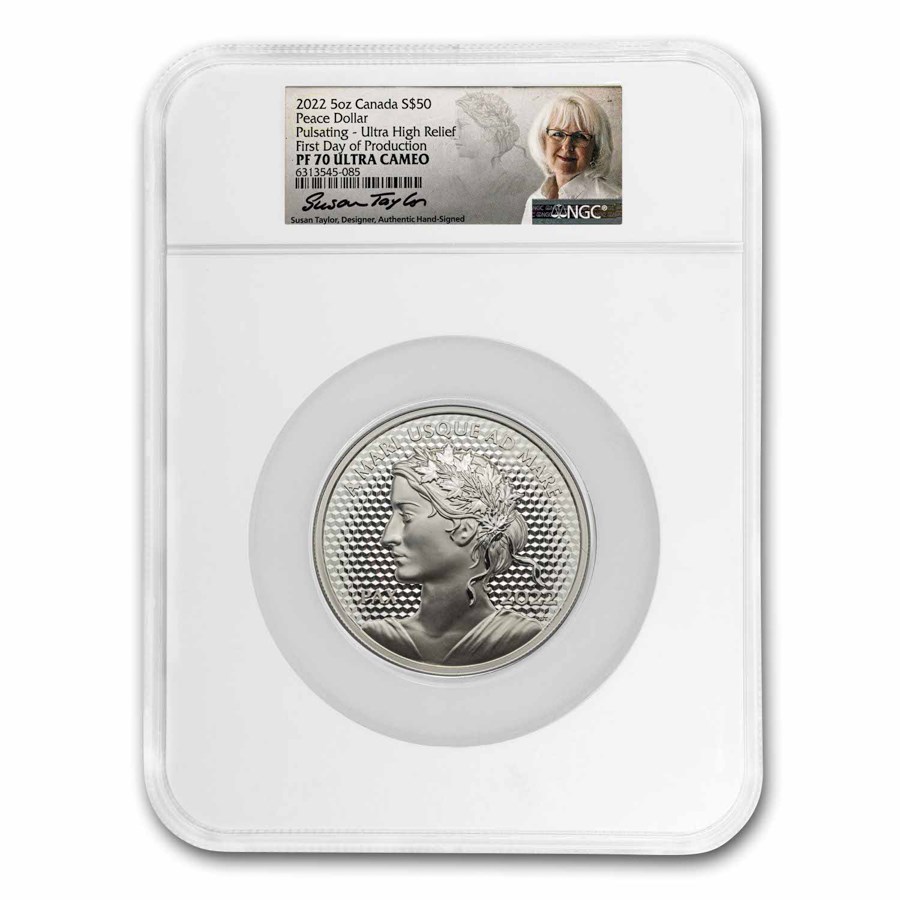 Buy 2022 Canada 5 oz Silver $50 Peace Dollar Proof UHR NGC PF-70