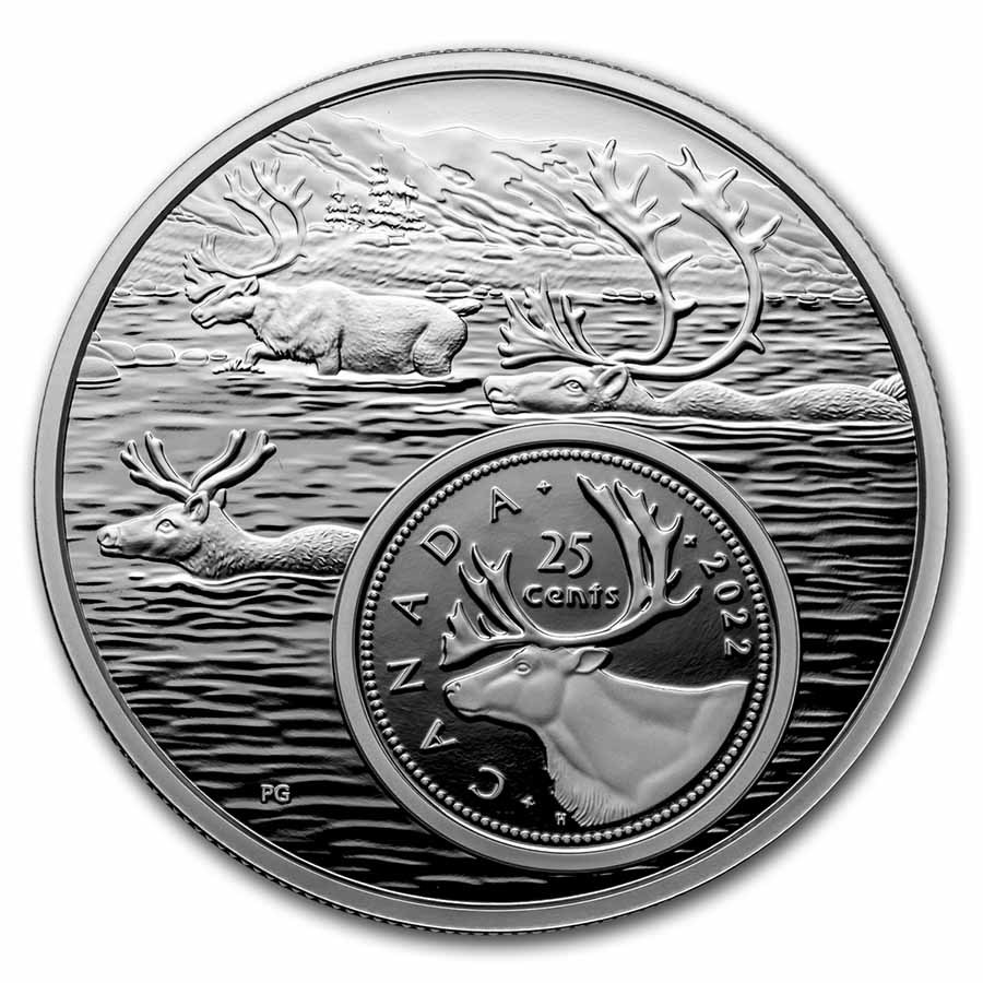 2022 Canada 5 oz Silver The Bigger Picture 25-Cent The Caribou