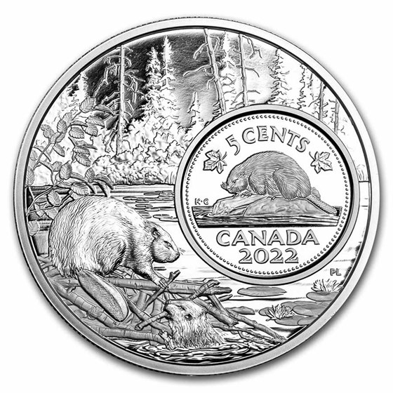 2022 Canada 5 oz Silver The Bigger Picture 5-Cent The Beaver 2022 Canada 5 oz Silver The Bigger Picture 5-Cent The Beaver