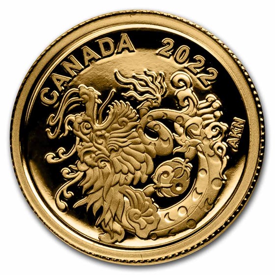 2022 Canada Proof Gold $8 Earth Dragon