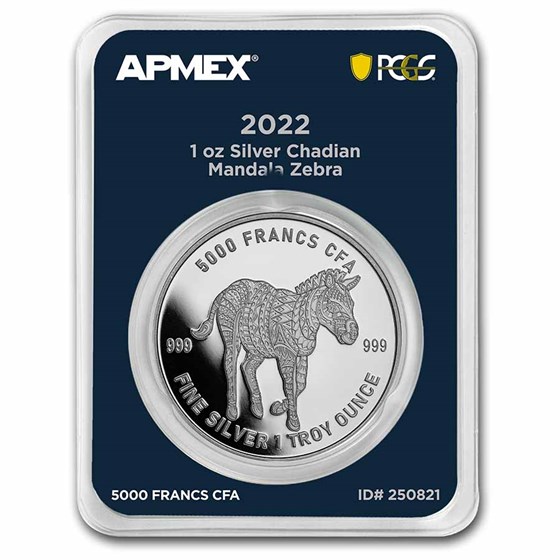 2022 Chad 1 oz Silver Mandala Zebra (MintDirect® Premier + PCGS)
