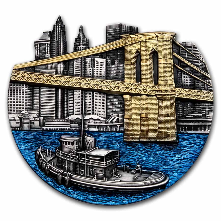 2022 Congo 5 oz Silver World's Famous Bridges: Brooklyn Bridge