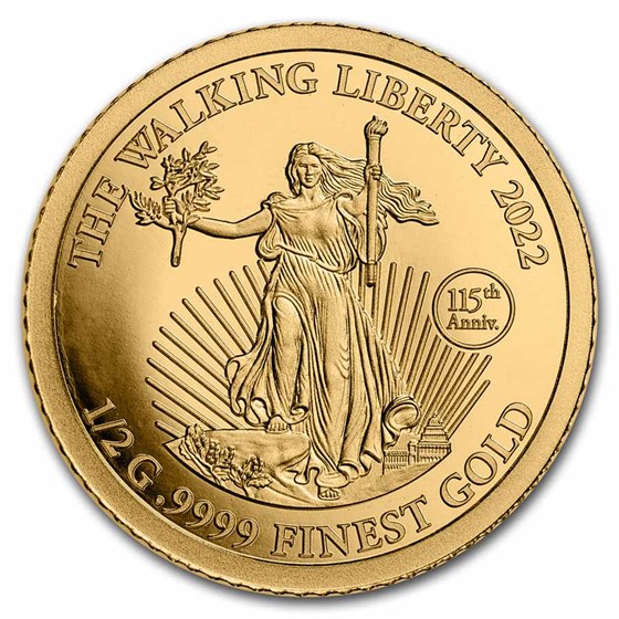2022 Cook Islands 1/2 gram Gold 115th Anniversary Walking Liberty 2022 Cook Islands 1/2 gram Gold 115th Anniversary Walking Liberty