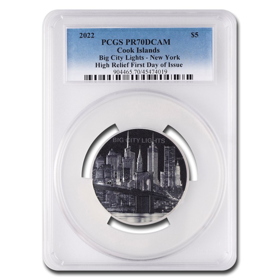 2022 Cook Islands 1 oz Silver Big City Lights NY PR-70 PCGS (FDI)