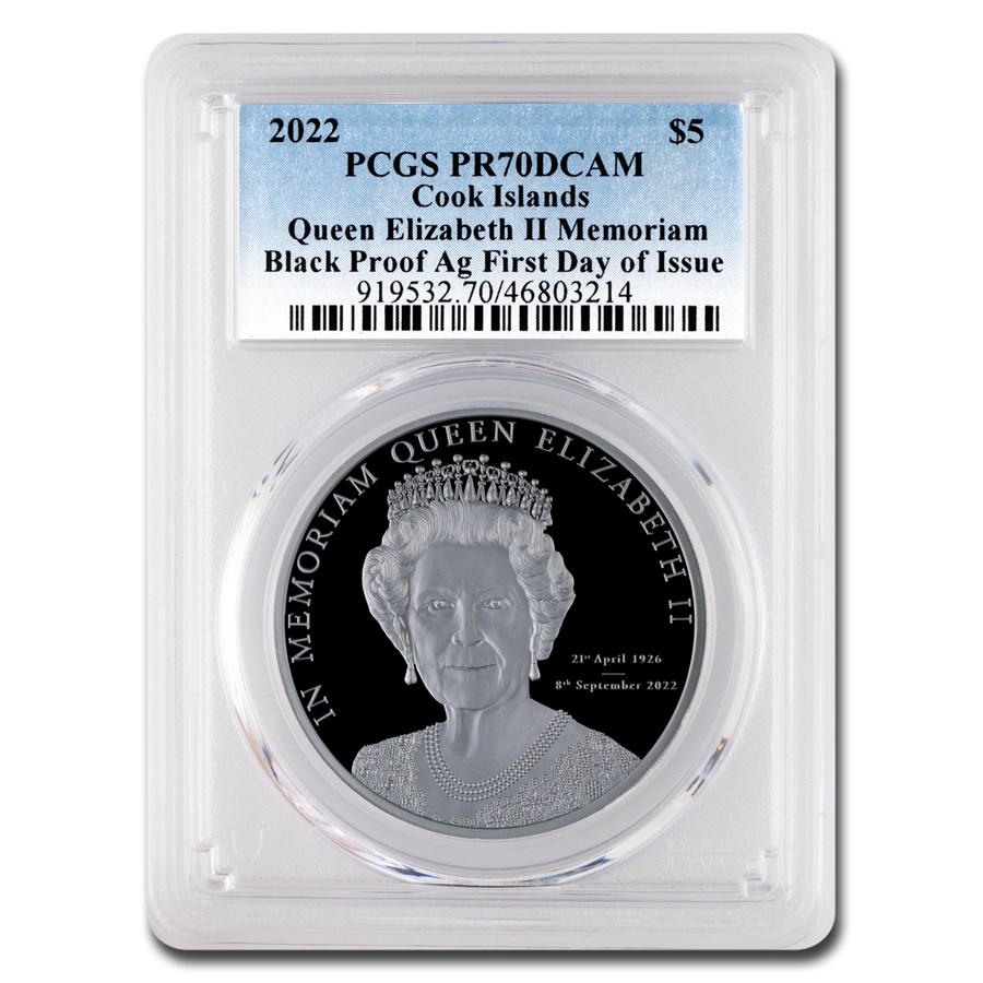 2022 Cook Islands 1 oz Silver In Memoriam Black PR-70 PCGS (FDI)