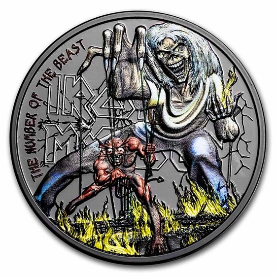 2022 Cook Islands 1 oz Silver Iron Maiden The Number of the Beast