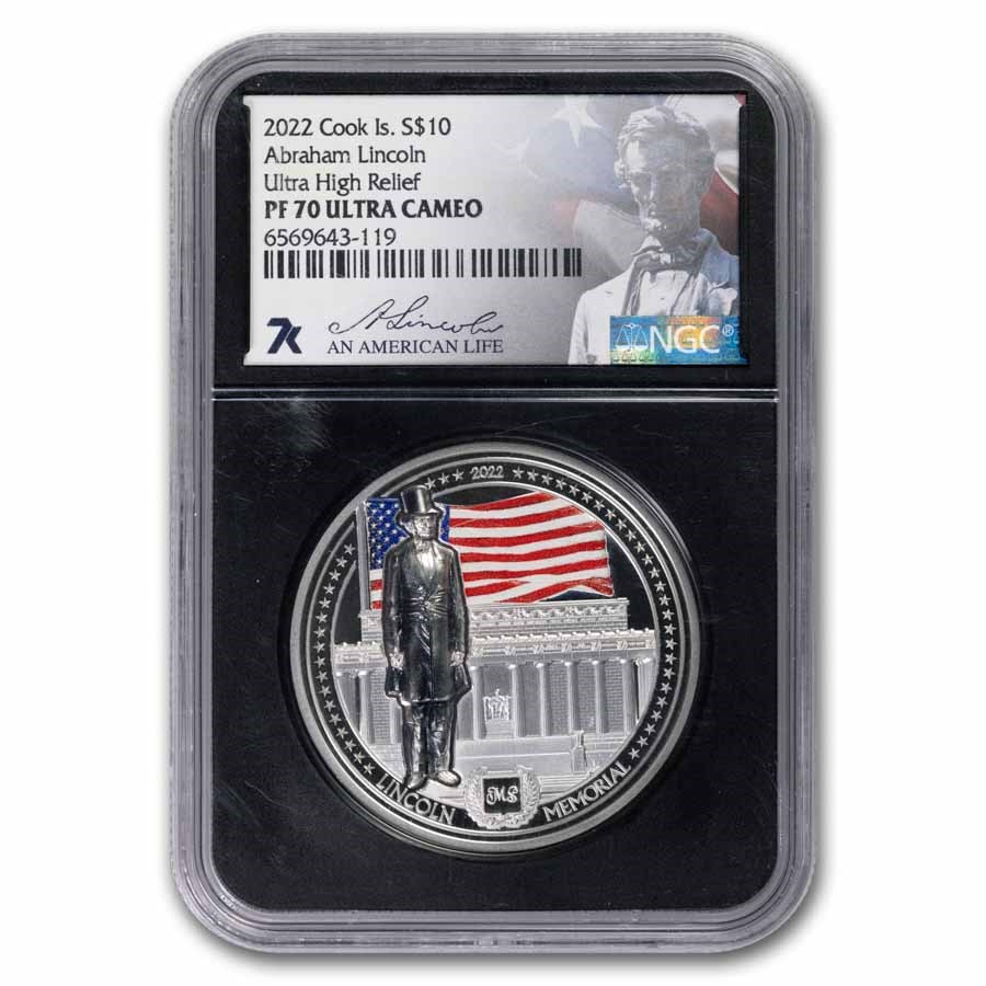 2022 Cook Islands 2 oz Silver Abraham Lincoln PF-70 NGC