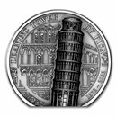2022 Cook Islands 2 oz Silver Antique Leaning Tower of Pisa