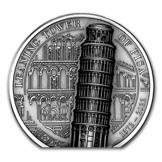 2022 Cook Islands 2 oz Silver Antique Leaning Tower of Pisa 2022 Cook Islands 2 oz Silver Antique Leaning Tower of Pisa