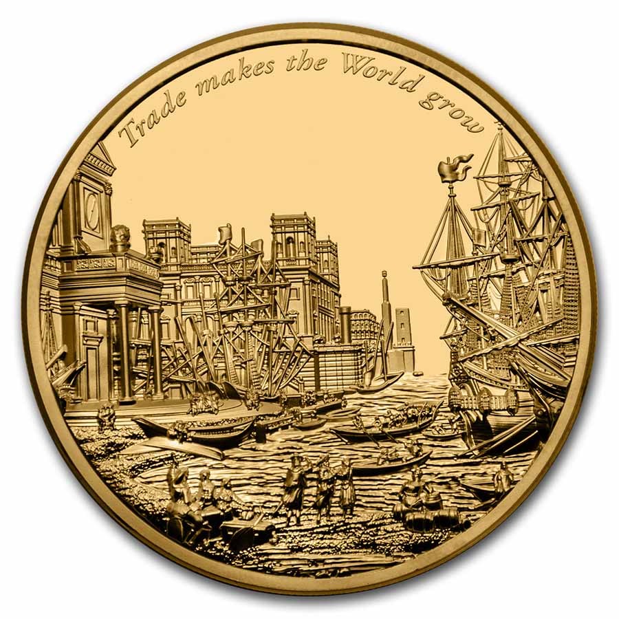 2022 Cook Islands 2 oz Silver Gilded Trade Makes the World Grow