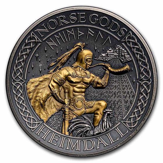 2022 Cook Islands 2 oz Silver High Relief Norse Gods: Heimdall