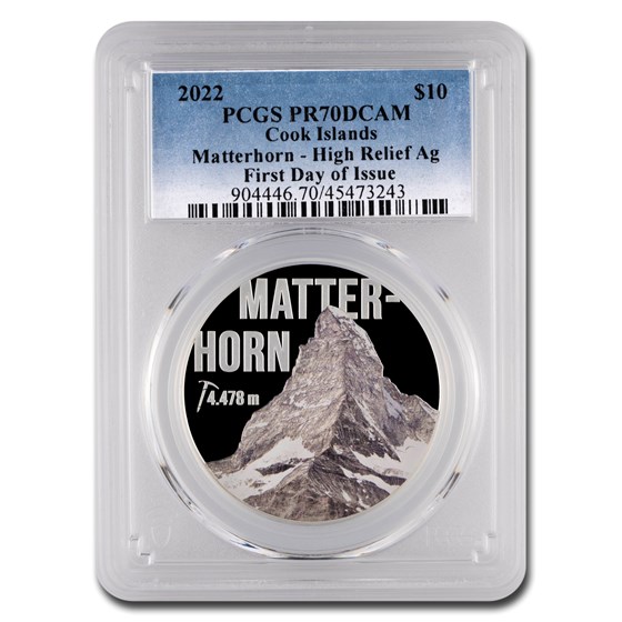 2022 Cook Islands 2 oz Silver Matterhorn PR-70 DCAM PCGS (FDI) 2022 Cook Islands 2 oz Silver Matterhorn PR-70 DCAM PCGS (FDI)