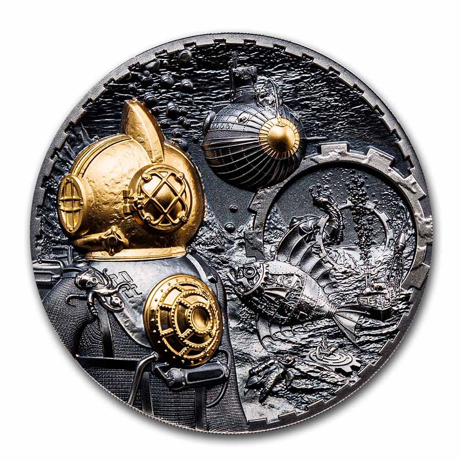 2022 Cook Islands 3 oz Silver Antique Steampunk: Nautilus