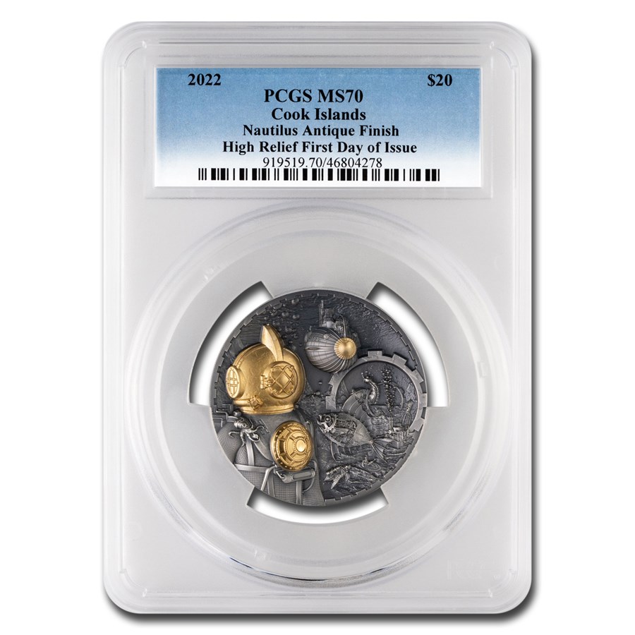 2022 Cook Islands 3 oz Silver Steampunk Nautilus MS-70 PCGS (FDI)