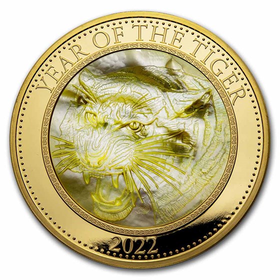 2022 Cook Islands 5 oz Gold Mother of Pearl Year of the Tiger 2022 Cook Islands 5 oz Gold Mother of Pearl Year of the Tiger