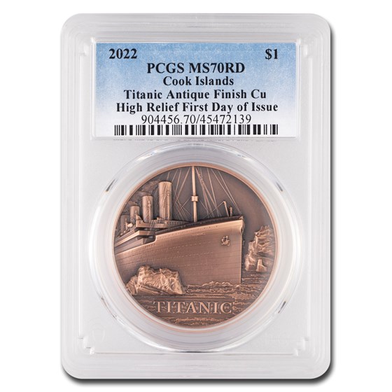 2022 Cook Islands 50 gram Copper Titanic MS-70 PCGS (Red, FDI) 2022 Cook Islands 50 gram Copper Titanic MS-70 PCGS (Red, FDI)