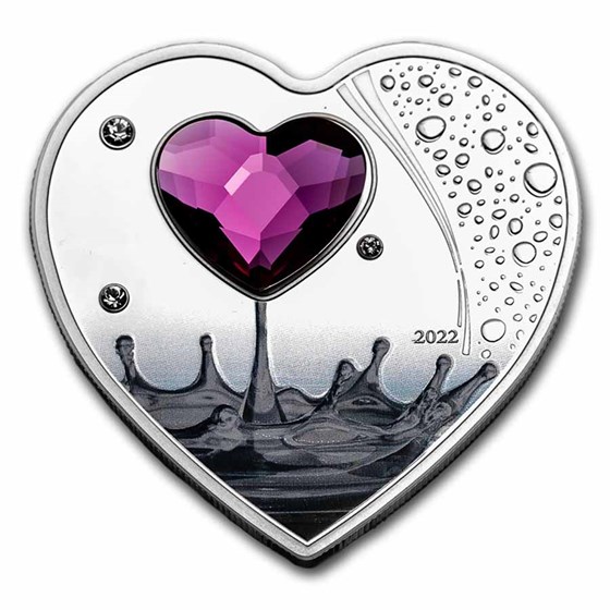 2022 Cook Islands Silver Brilliant Love Heart Shape 2022 Cook Islands Silver Brilliant Love Heart Shape