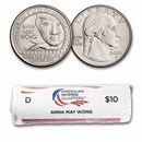 2022-D Anna May Wong American Women Quarter 40-Coin Roll BU