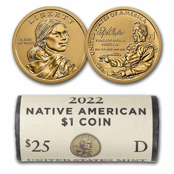 2022-D Native American $1 - Ely S. Parker BU (25-Coin Roll) 2022-D Native American $1 - Ely S. Parker BU (25-Coin Roll)