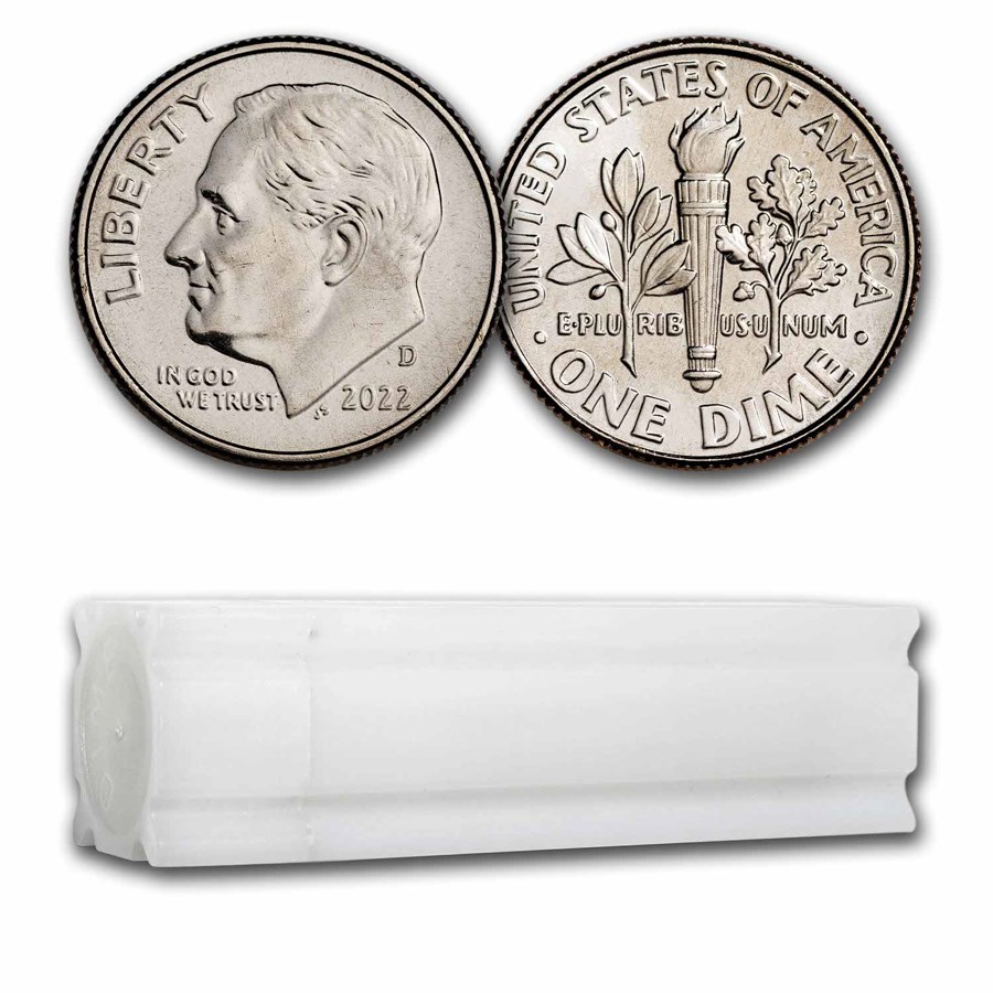2022-D Roosevelt Dime 50-Coin Roll BU