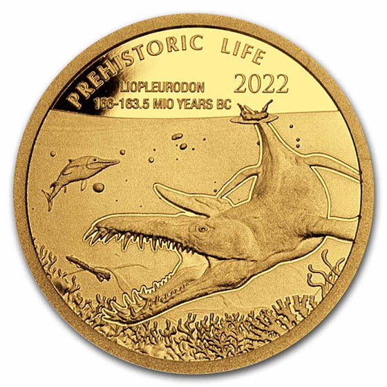 2022 Democratic Rep. of Congo 1/2 gram Gold Liopleurodon 2022 Democratic Rep. of Congo 1/2 gram Gold Liopleurodon