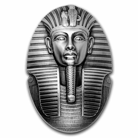 2022 Djibouti 3 oz Silver Mask of Tutankhamun Shaped Coin 2022 Djibouti 3 oz Silver Mask of Tutankhamun Shaped Coin