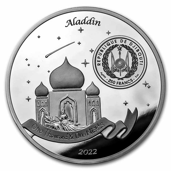 2022 Djibouti 5 oz Silver Aladdin's 1001 Nights