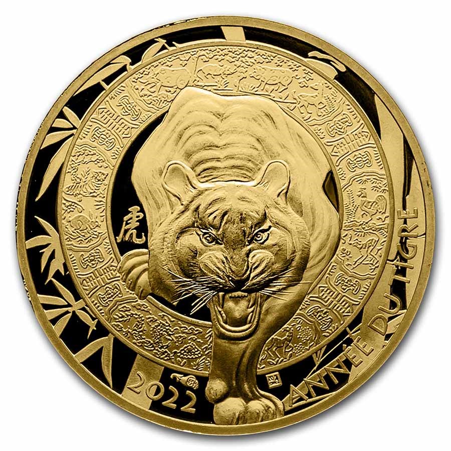 2022 France 1/4 oz Gold €50 Year of the Tiger Proof (Lunar)