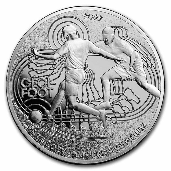 2022 France €10 Silver Paris 2024 Olympics: Blind Football 2022 France €10 Silver Paris 2024 Olympics: Blind Football